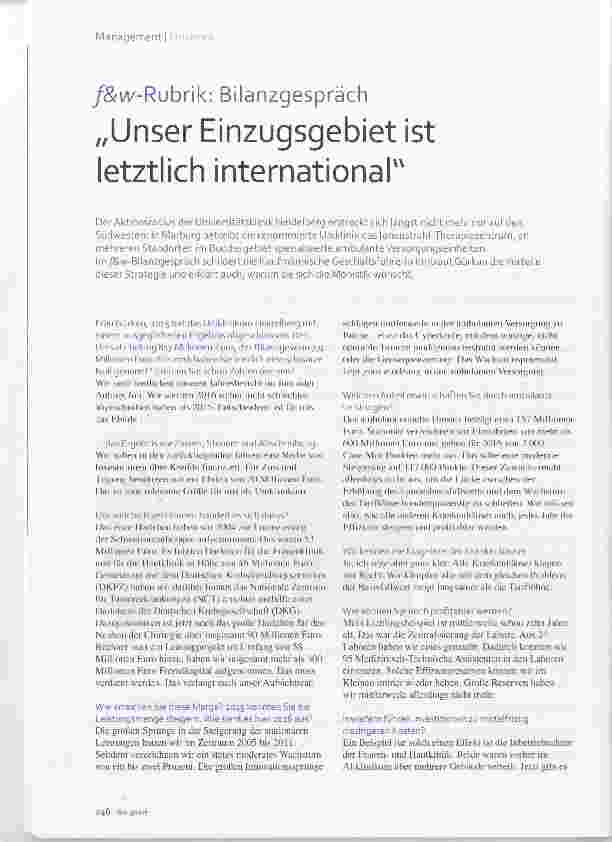Vorschauseite 1: Unser Einzugsgebiet ist letztlich international