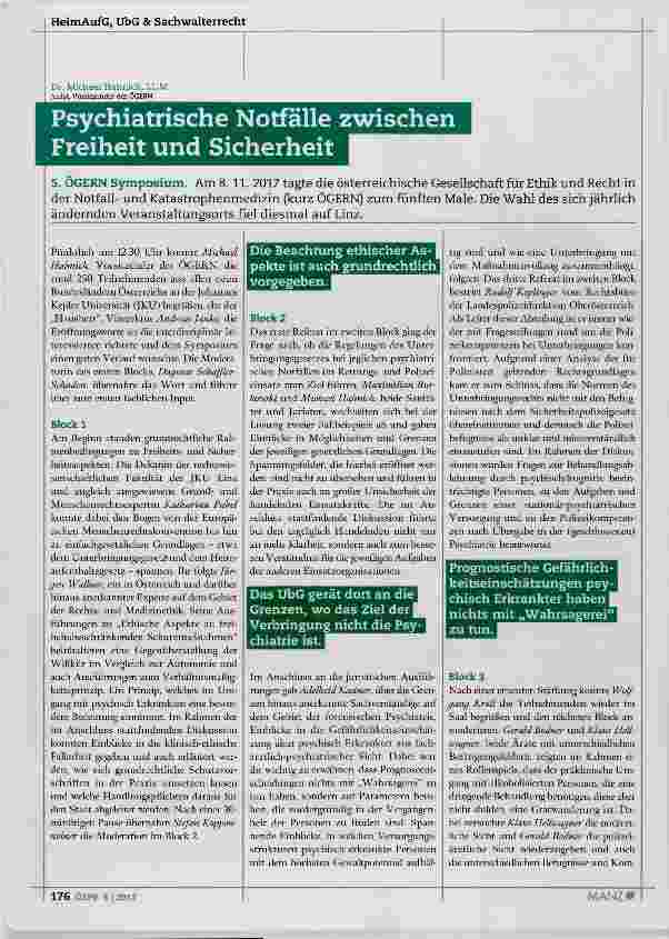 Vorschauseite 1: Psychiatrische Notfälle zwischen Freiheit und Sicherheit