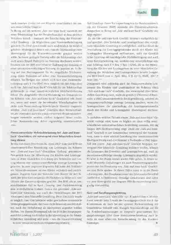 Vorschauseite 2: BFH-Rechtsprechung zu den umsatzsteuerlichen Folgen von „Sale-and-lease-back-Geschäften bei Krankenhäusern
