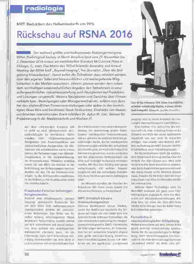 Vorschauseite 1: MRT: Reduktion des Heliumbedarfs um 99% Rückschau auf RSNA 2016