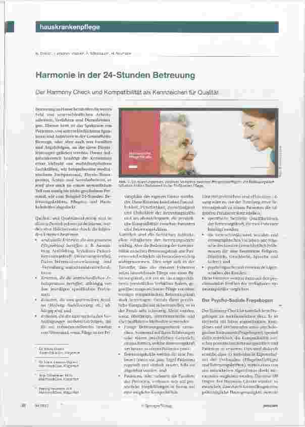 Vorschauseite 1: Harmonie in der 24-Stunden Betreuung