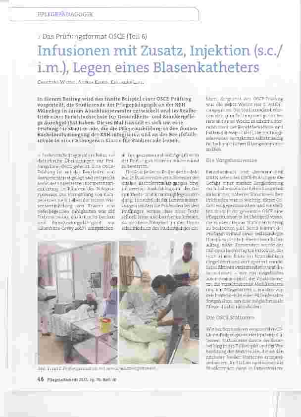 Vorschauseite 1: Das Prüfungsformat OSCE (Teil 6) Infusionen mit Zusatz, Injektion (s. c. / i. m. ), Legen eines Blasenkatheters