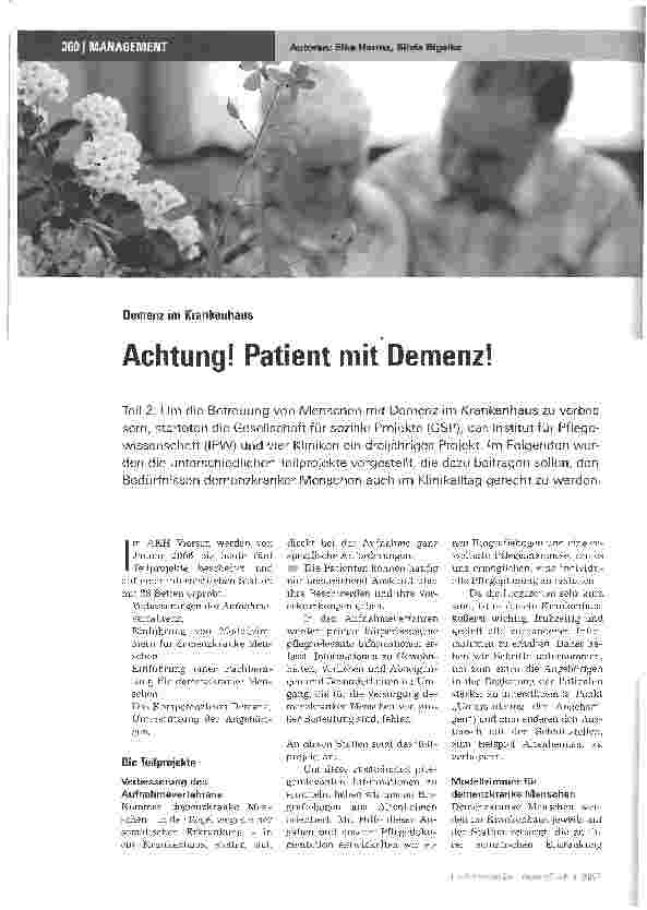 Vorschauseite 1: Achtung! Patient mit Demenz!