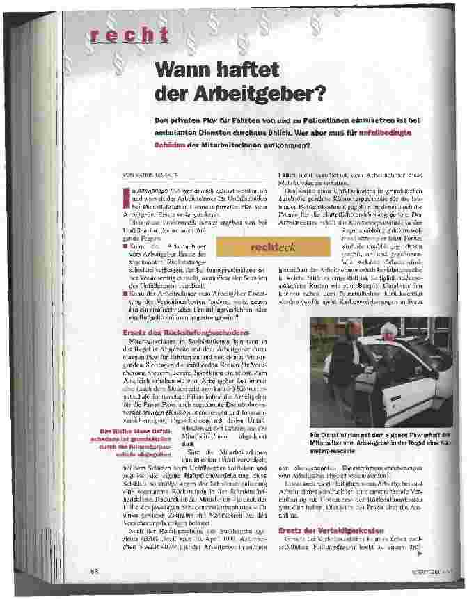 Vorschauseite 1: Wann haftet der Arbeitgeber? Unfallbedingte Schäden