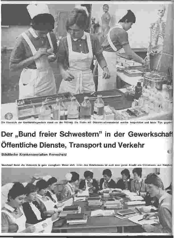 Vorschauseite 1: Der Bund freier Schwestern in der Gewerkschaft Öffentliche Dienste, Transport und Verkehr Städtische Krankenanstalten Remscheid