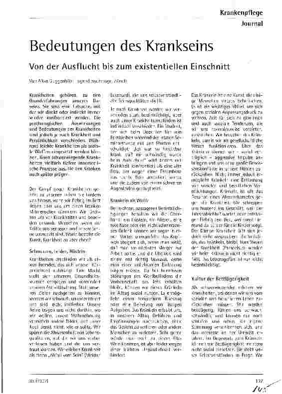 Vorschauseite 1: Bedeutungen des Krankseins Von der Ausflucht bis zum existentiellen Einschnitt