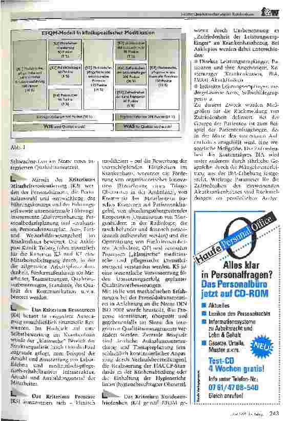 Vorschauseite 2: Interne Qualitätssicherung im Krankenhaus Erste abgeschlossene Selbstbewertung einer deutschen Klinik nach dem Europäischen Modell für Qualität