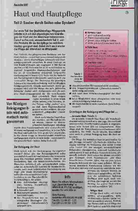 Vorschauseite 1: Haut und Hautpflege Teil 2: Sauber durch Seifen oder Syndets?