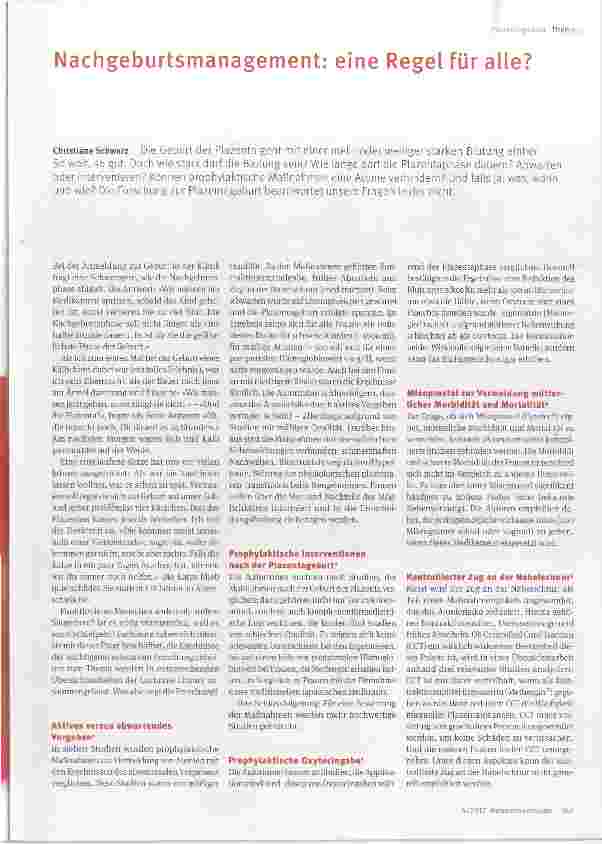 Vorschauseite 1: Nachgeburtsmanagement: eine Regel für alle?