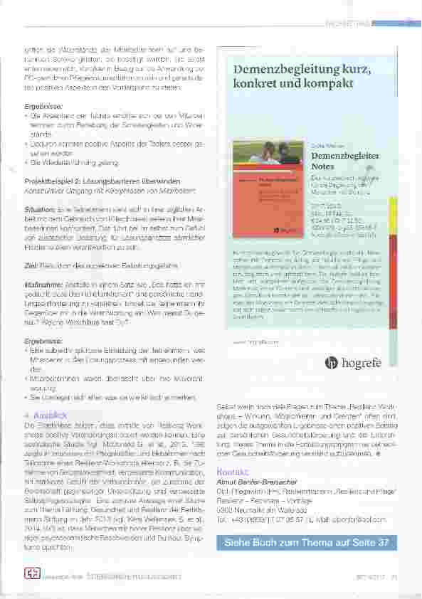 Vorschauseite 4: Resilienz in der Pflegepraxis Workshop - Projekte - Ergebnisse