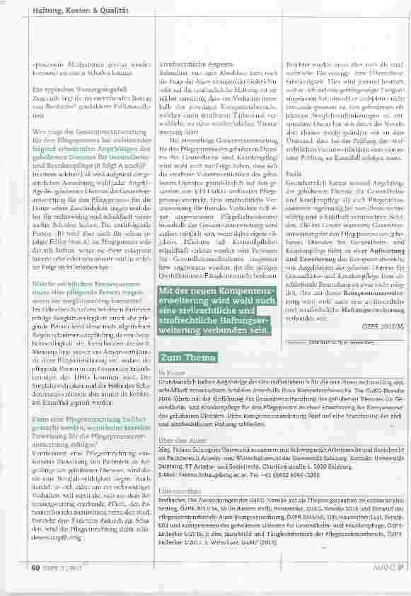 Vorschauseite 3: Auswirkungen der GuKG-Novelle 2016 auf die Haftung