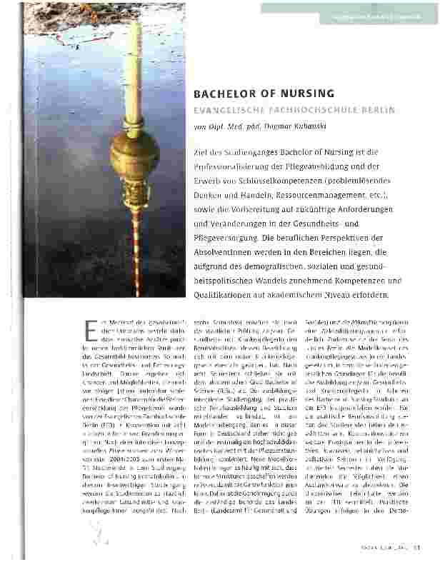 Vorschauseite 1: BACHELOR OF NURSING
