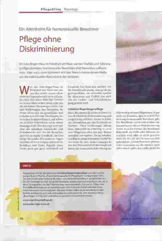 Vorschauseite 1: Ein Altenheim für homosexuelle Bewohner Pflege ohne Diskriminierung