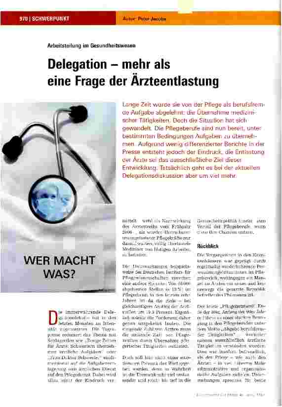 Vorschauseite 1: Delegation - mehr alseine Frage der Arzteentlastung