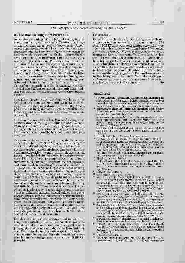 Vorschauseite 5: Plädoyer für die Prävention nach § 84 Abs. 1 SGB IX