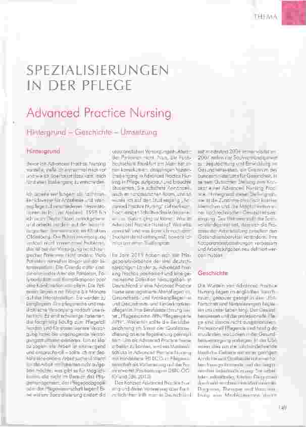 Vorschauseite 1: SPEZIALISIERUNGEN IN DER PFLEGE