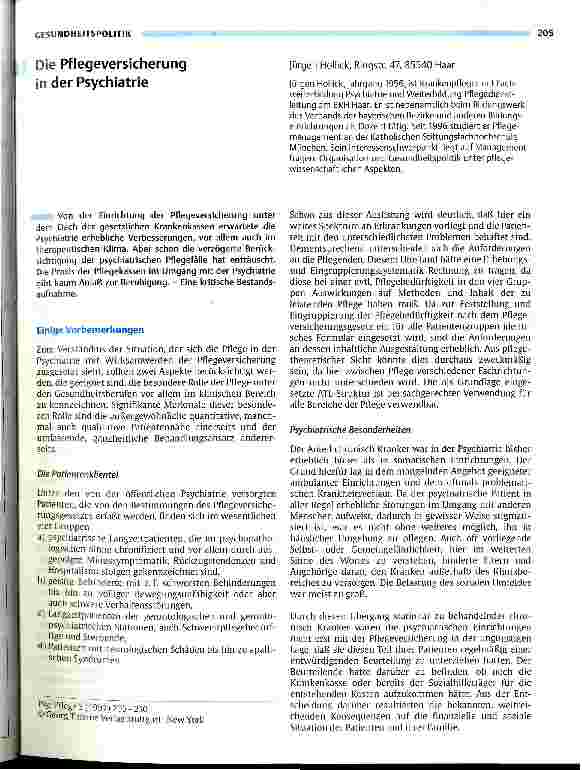 Vorschauseite 1: Die Pflegeversicherung in der Psychiatrie