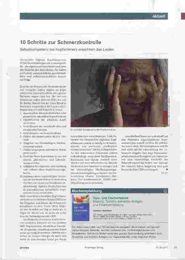 Vorschauseite 1: 10 Schritte zur Schmerzkontrolle Selbstkompetenz bei Kopfschmerz erleichtert das Leiden