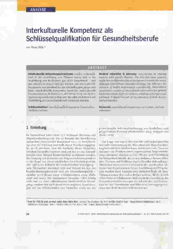 Vorschauseite 1: Interkulturelle Kompetenz als Schlüsselqualifikation für Gesundheitsberufe