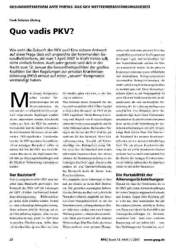 Vorschauseite 1: Quo vadis PKV?