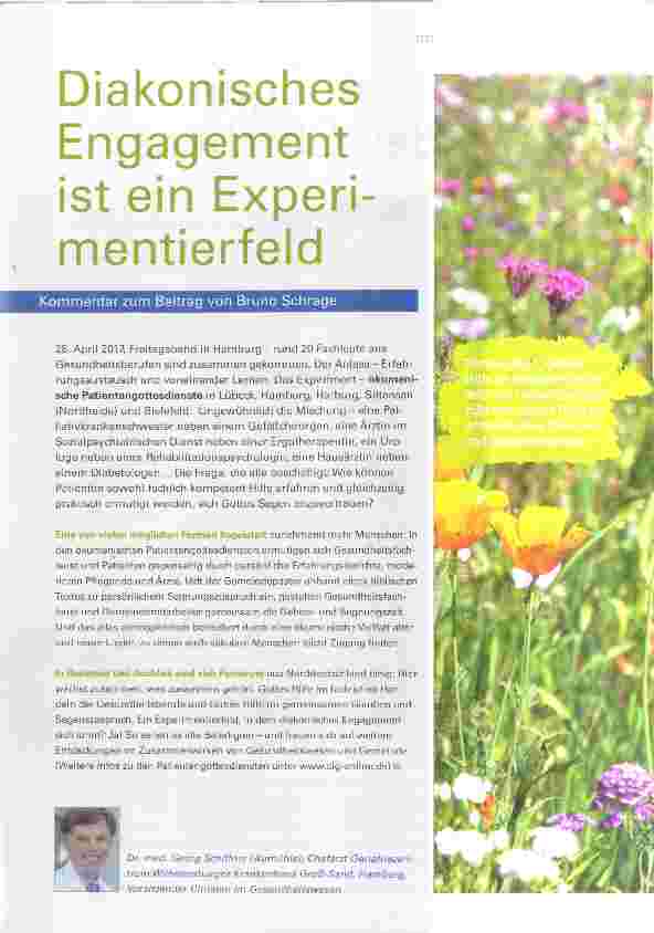 Vorschauseite 1: Diakonisches Engagement ist ein Experimentierfeld