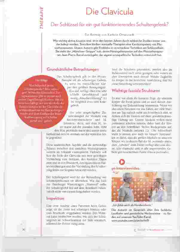 Vorschauseite 1: Die Clavicula Der Schlüssel für ein gut funktionierendes Schultergelenk?