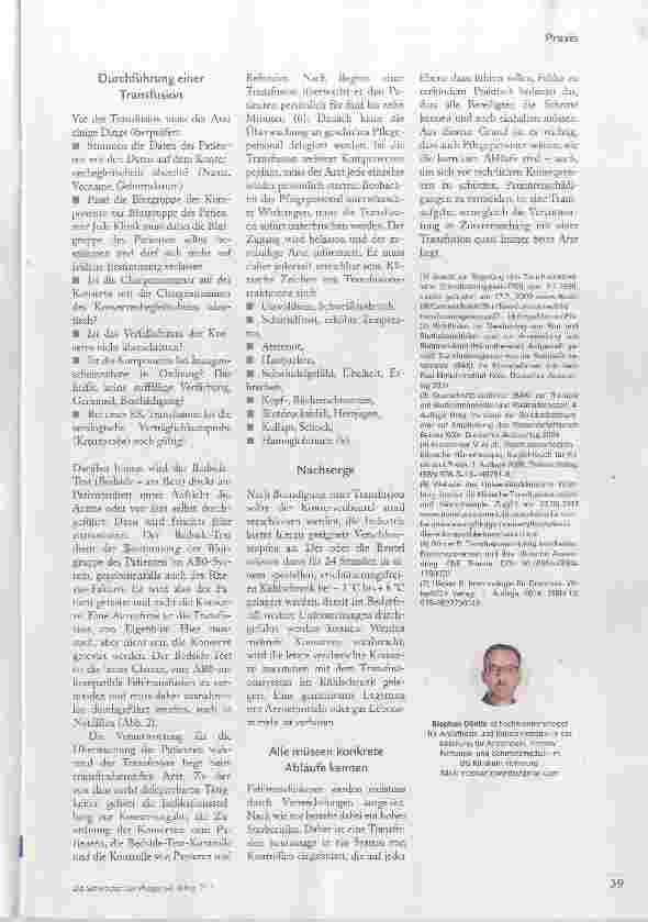 Vorschauseite 4: Transfusion: Wer macht was?
