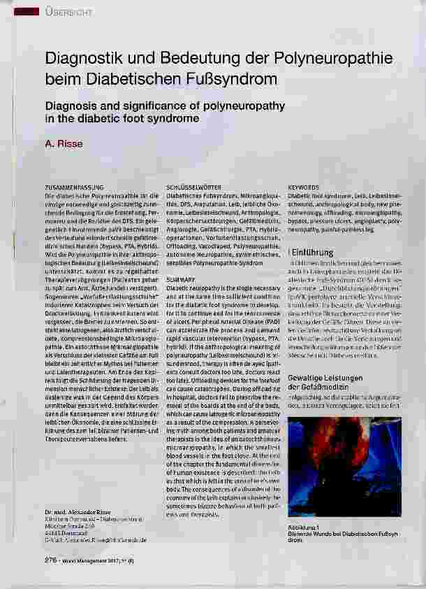 Vorschauseite 1: Diagnostik und Bedeutung der Polyneuropathie beim Diabetischen Fußsyndrom