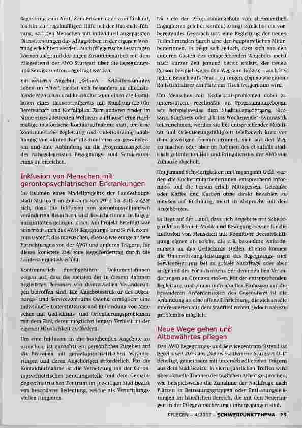 Vorschauseite 3: IN VERTRAUTER UMGEBUNG TROTZ DEMENZ OFFENE ALTENHILFE MIT STADTTEILBEZUG