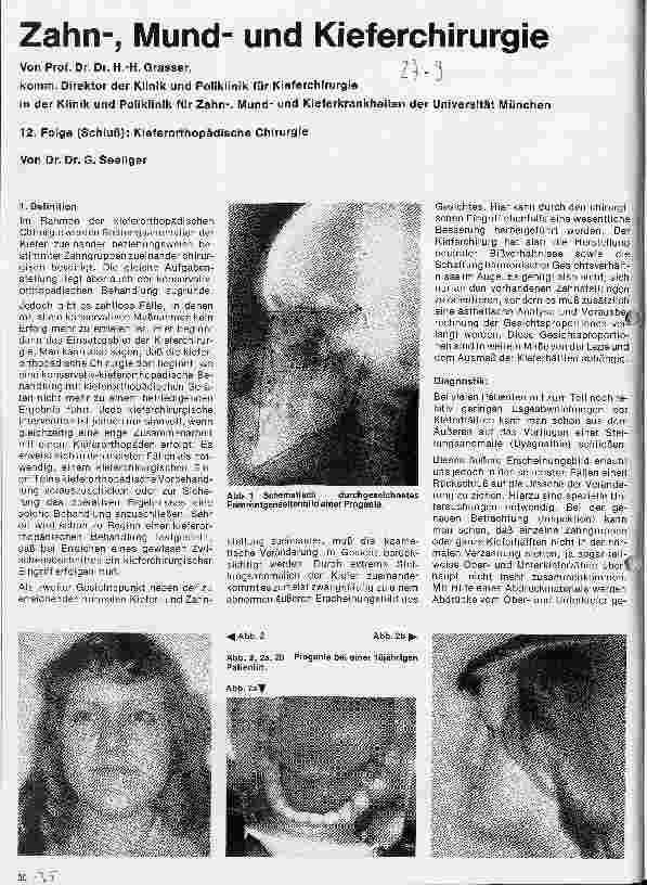 Vorschauseite 1: Zahn-Mundund Kieferchirurgie 12. Folge: (Schluß) Kieferorthopädische Chirurgie