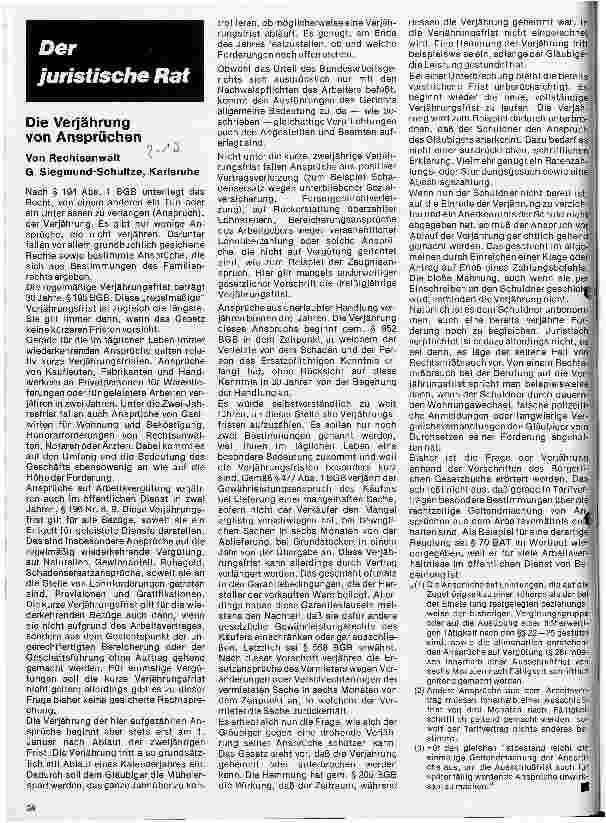 Vorschauseite 1: Die Verjährung von Ansprüchen