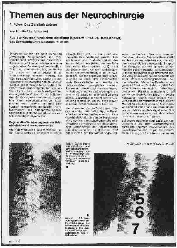 Vorschauseite 1: Themen aus der Neurochirurgie 5. Folge: Das Zervikalsyndrom