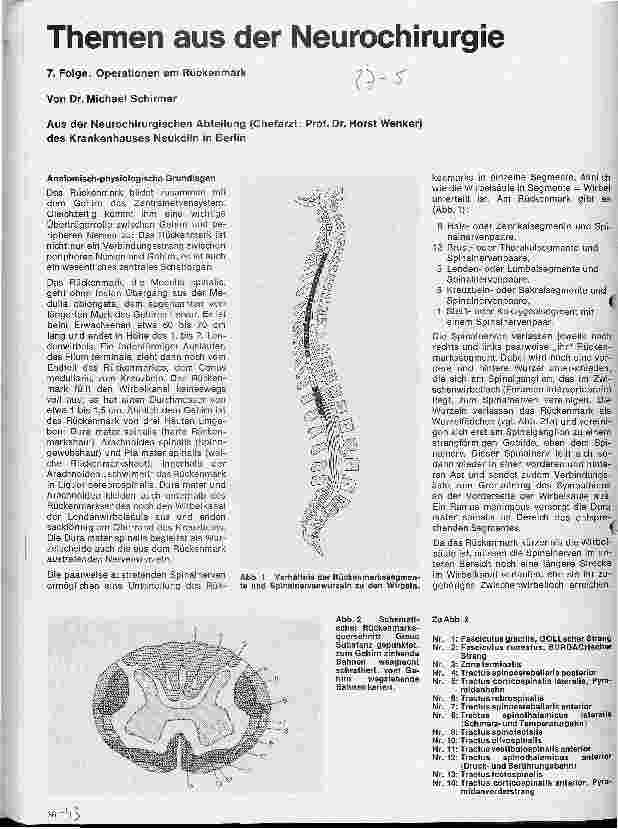 Vorschauseite 1: Themen aus der Neurochirurgie 7. Folge: Operationen am Rückenmark