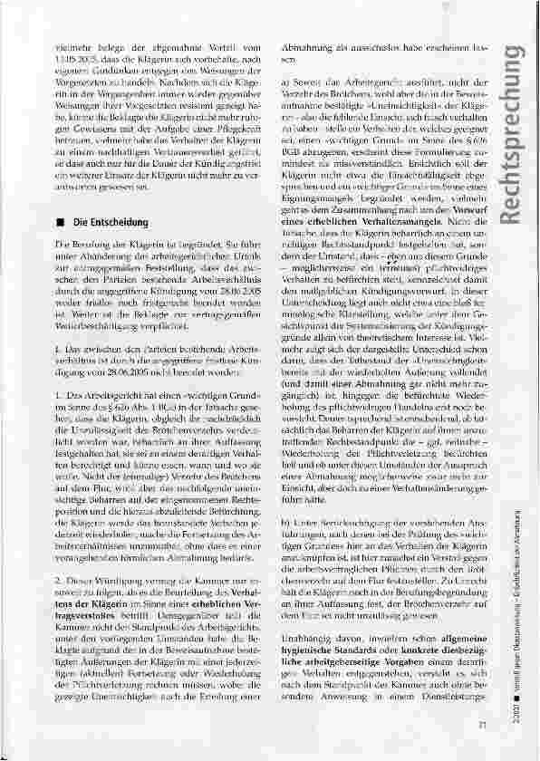 Vorschauseite 3: Verstoß gegen Dienstanweisung - Entbehrlichkeit der Abmahnung