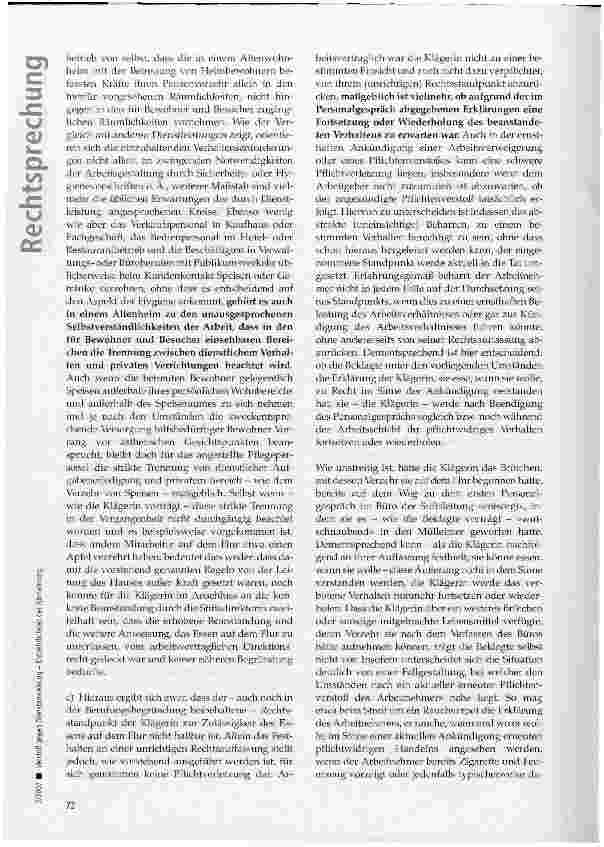 Vorschauseite 4: Verstoß gegen Dienstanweisung - Entbehrlichkeit der Abmahnung