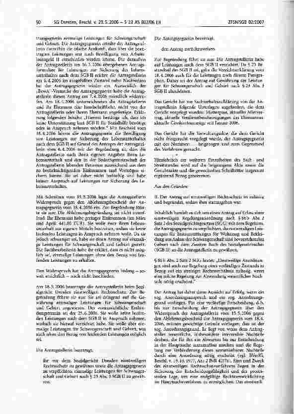 Vorschauseite 2: Beihilfen für Schwangerschaftskleidung und Säuglingsbekleidung; Erstausstattung einer Wohnung; Hinzukommen eines Kindes; neuer spezifischer Einrichtungsbedarf; Verzicht auf ALGII