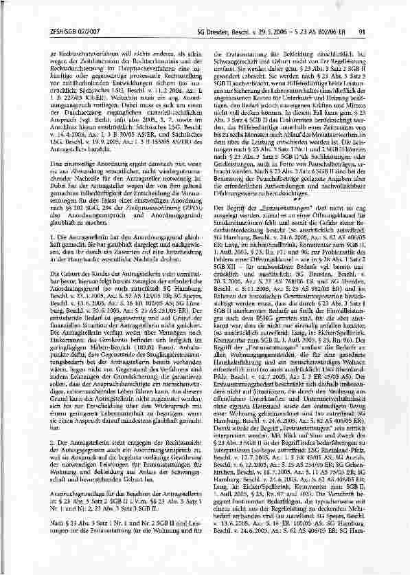 Vorschauseite 3: Beihilfen für Schwangerschaftskleidung und Säuglingsbekleidung; Erstausstattung einer Wohnung; Hinzukommen eines Kindes; neuer spezifischer Einrichtungsbedarf; Verzicht auf ALGII
