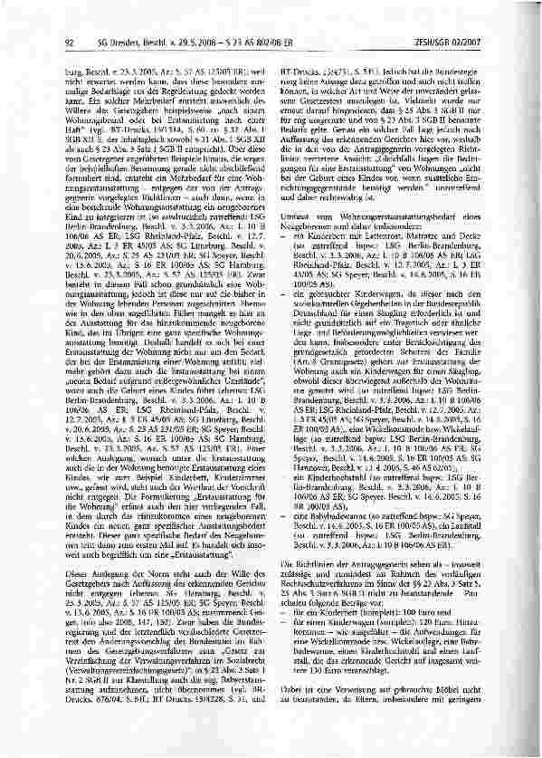 Vorschauseite 4: Beihilfen für Schwangerschaftskleidung und Säuglingsbekleidung; Erstausstattung einer Wohnung; Hinzukommen eines Kindes; neuer spezifischer Einrichtungsbedarf; Verzicht auf ALGII