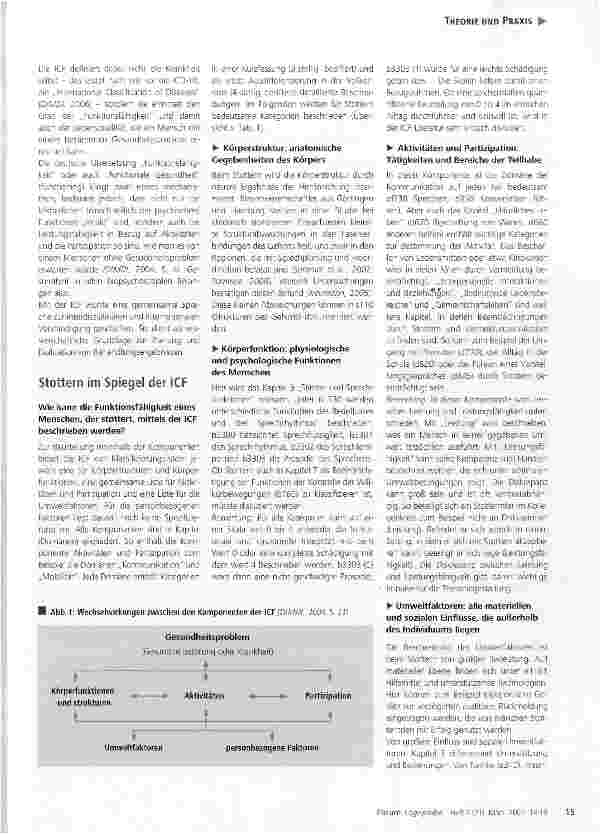Vorschauseite 2: Stottern im Spiegel der ICF: ein neuer Rahmen für Diagnostik, Therapie und Evaluation