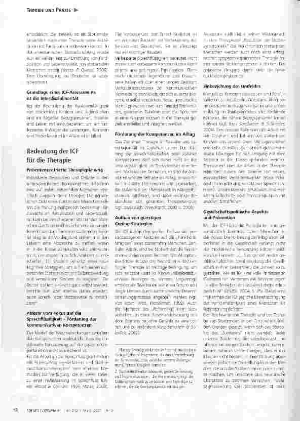 Vorschauseite 5: Stottern im Spiegel der ICF: ein neuer Rahmen für Diagnostik, Therapie und Evaluation
