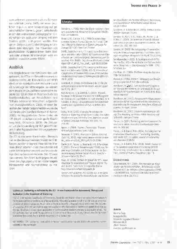 Vorschauseite 6: Stottern im Spiegel der ICF: ein neuer Rahmen für Diagnostik, Therapie und Evaluation