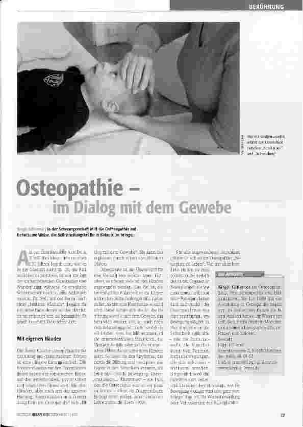 Vorschauseite 1: Osteopathie - im Dialog mit dem Gewebe