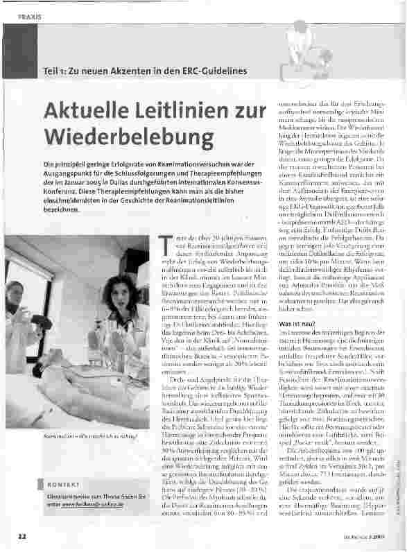 Vorschauseite 1: Teil 1: Zu neuen Akzenten in den ERC-Guidelines Aktuelle Leitlinien zur Wiederbelebung