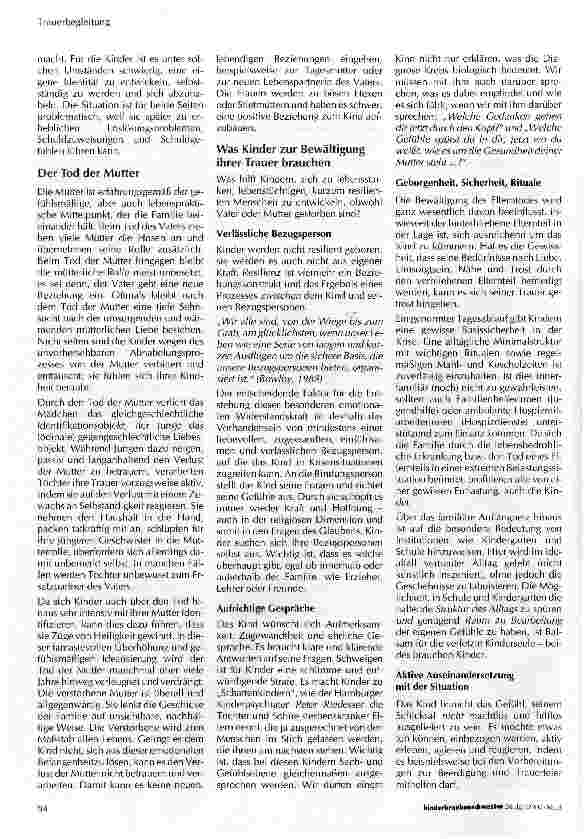 Vorschauseite 4: Der Tod von Vater oder Mutter hinterlässt eine schmerzliche Lücke