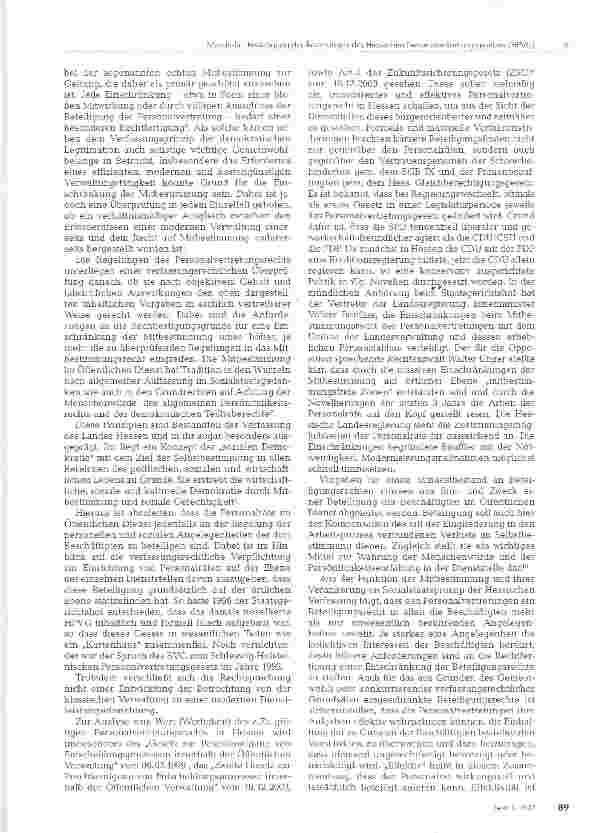 Vorschauseite 2: Bestätigung der Änderungen des Hessischen Personalvertretungsgesetzes (HPVG)- ANMERKUNGEN ZUM URTEIL DES Staatsgerichtshofes HESSEN1 VOM 08.11.2006 -2