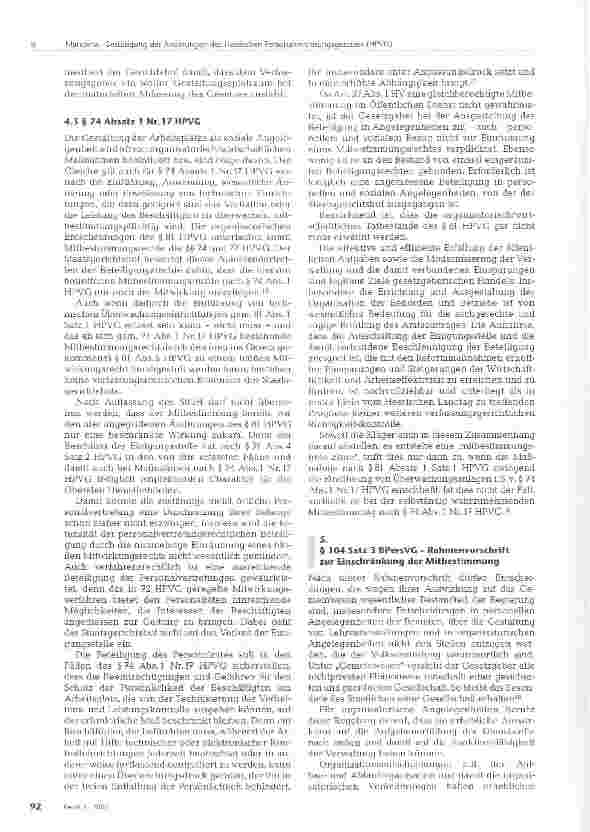 Vorschauseite 5: Bestätigung der Änderungen des Hessischen Personalvertretungsgesetzes (HPVG)- ANMERKUNGEN ZUM URTEIL DES Staatsgerichtshofes HESSEN1 VOM 08.11.2006 -2