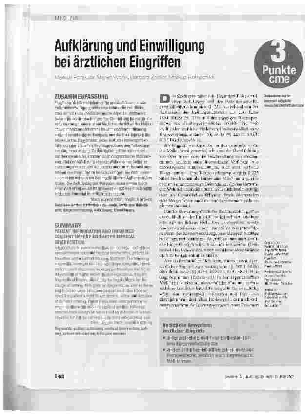 Vorschauseite 1: Aufklärung und Einwilligung bei ärztlichen Eingriffen