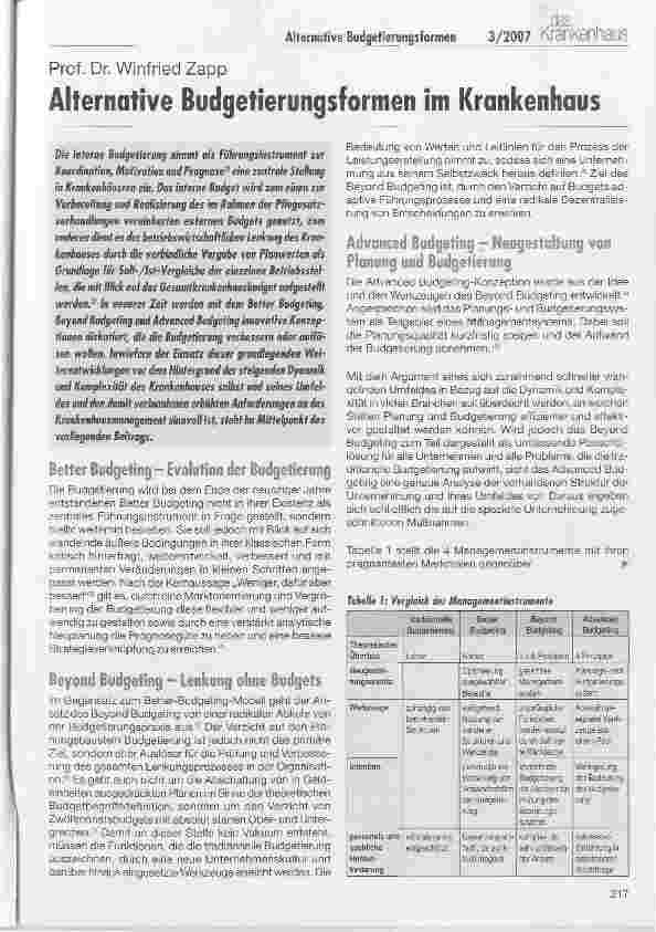 Vorschauseite 1: Alternative Budgetierungsformen im Krankenhaus