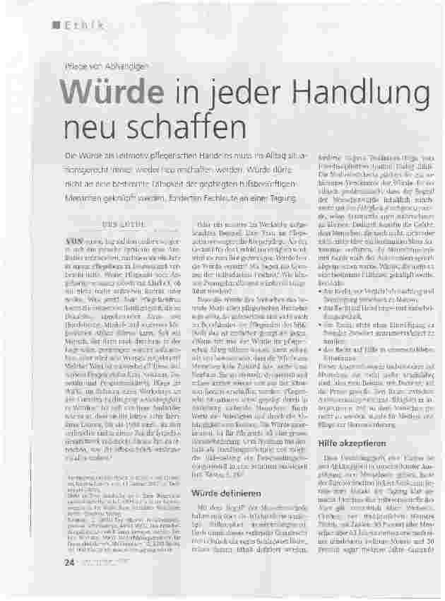 Vorschauseite 1: Würde in jeder Handlung neu schaffen