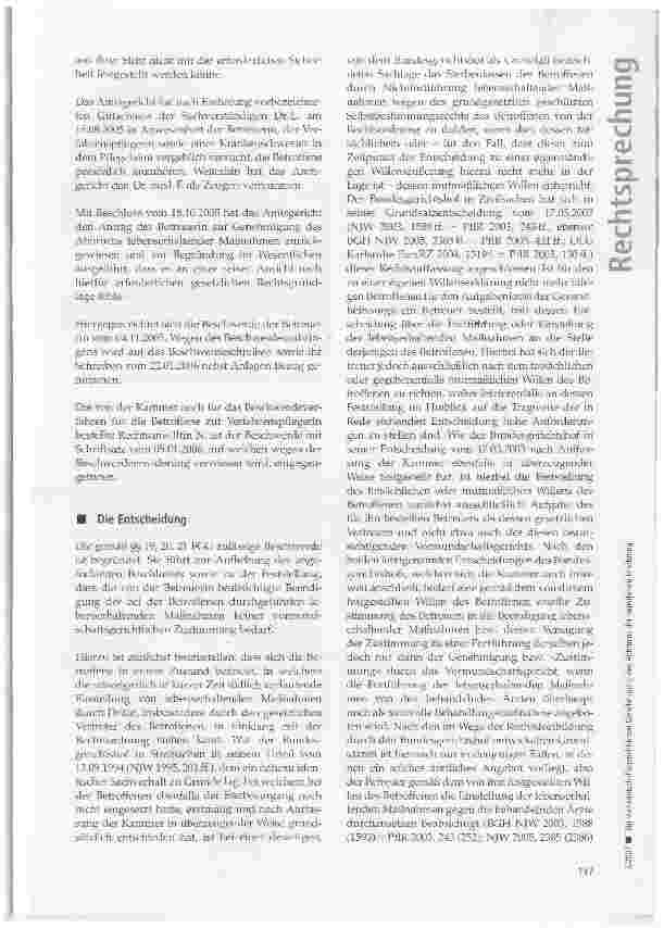 Vorschauseite 2: Zur vormundschaftsgerichtlichen Genehmigung des Abbruchs der künstlichen Ernährung
